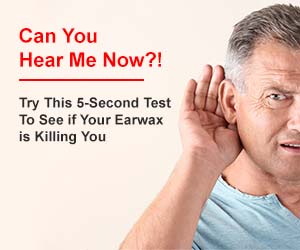 Man testing his hearing for tinnitus